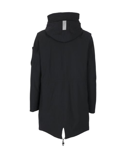 Peuterey Black Logo Patch Hooded Coat for men