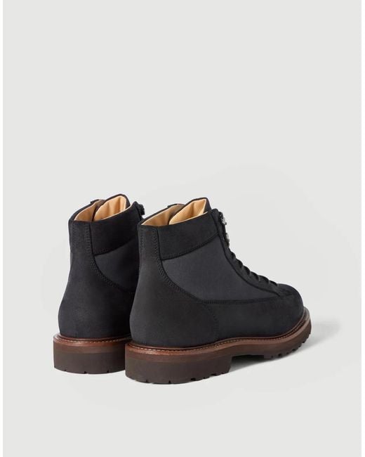 Brunello Cucinelli Black Suede And Techno Fabric Urban Outdoor Boots for men
