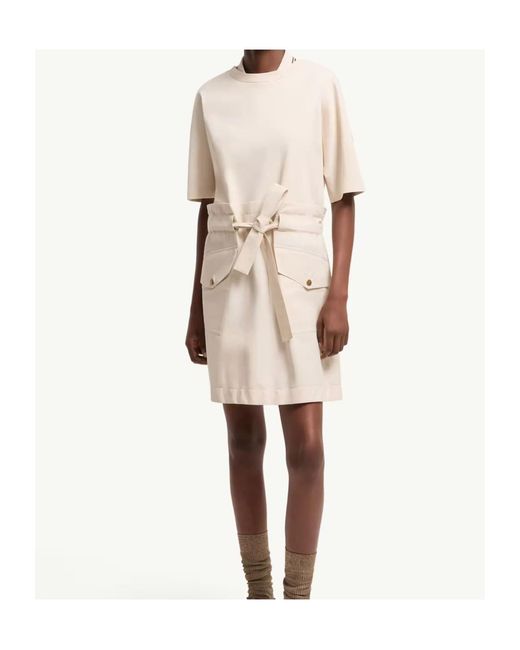 Moncler Natural Drawstring Crewneck T-Shirt Dress