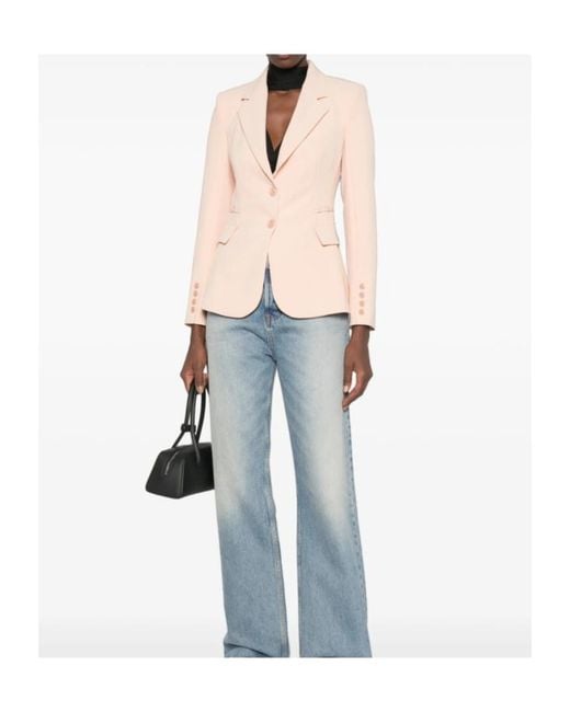 Elisabetta Franchi Pink Peak-Lapel Single-Breasted Blazer