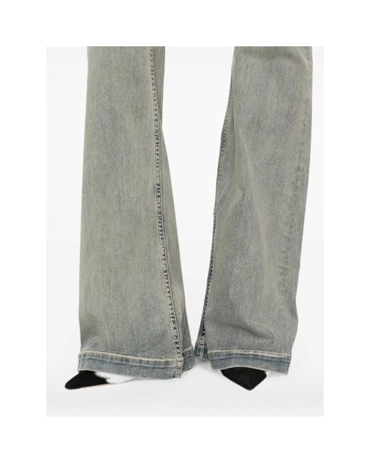 Rick Owens Gray High-Waisted Flared Jeans