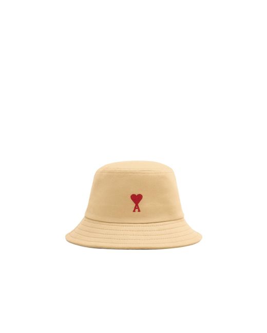 AMI Natural Ami De Coeur Embroidered Bucket Hat for men
