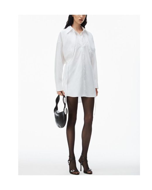 T By Alexander Wang White Layered Mini Shirtdress