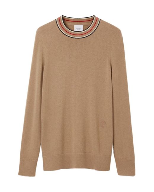 Burberry Brown Striped Detailed Crewneck Jumper