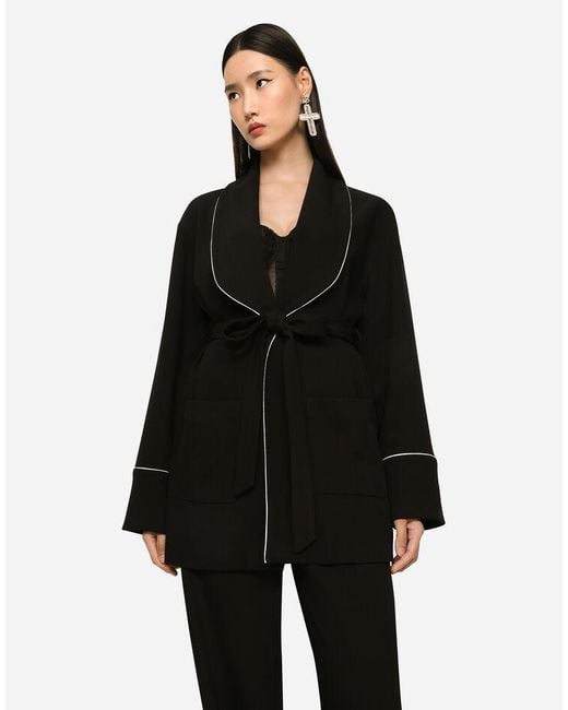 Dolce & Gabbana Black Kim Woolen Pajama Shirt With Belt