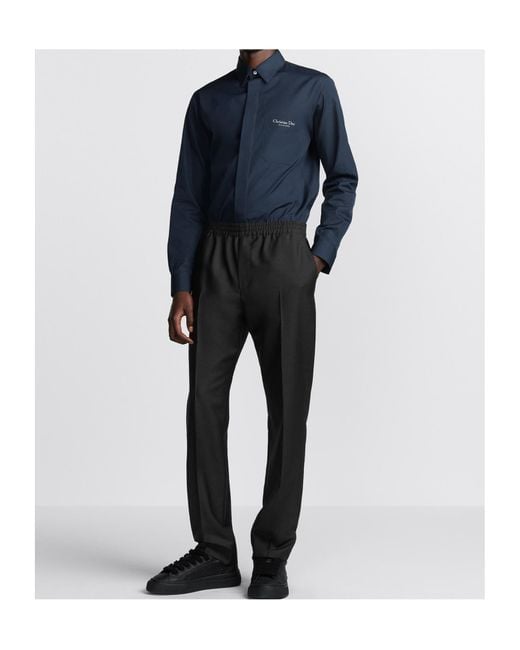 Dior Blue Christian Couture Embroidery Shirt for men
