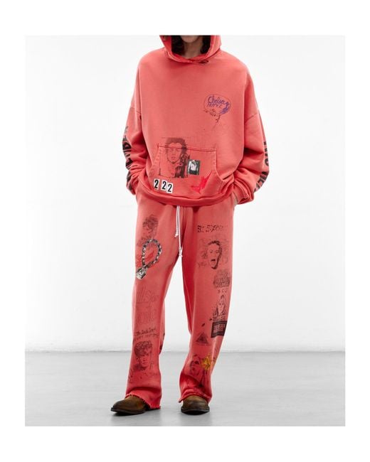 Paly Hollywood Red Patterned Printed Hoodie for men