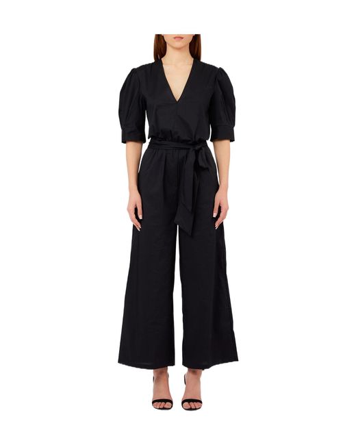 Liu Jo Black Puffed Sleeve Belted Jumpsuit