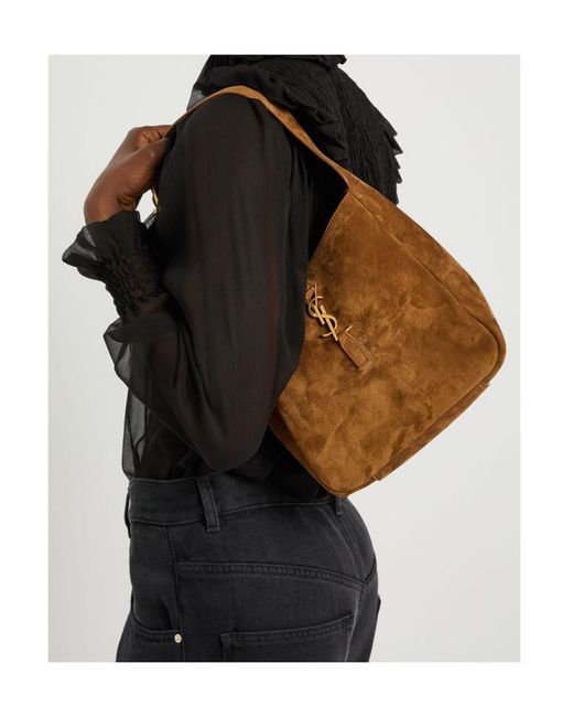 Saint Laurent Brown Le 5 À 7 Small Suede Hobo Bag