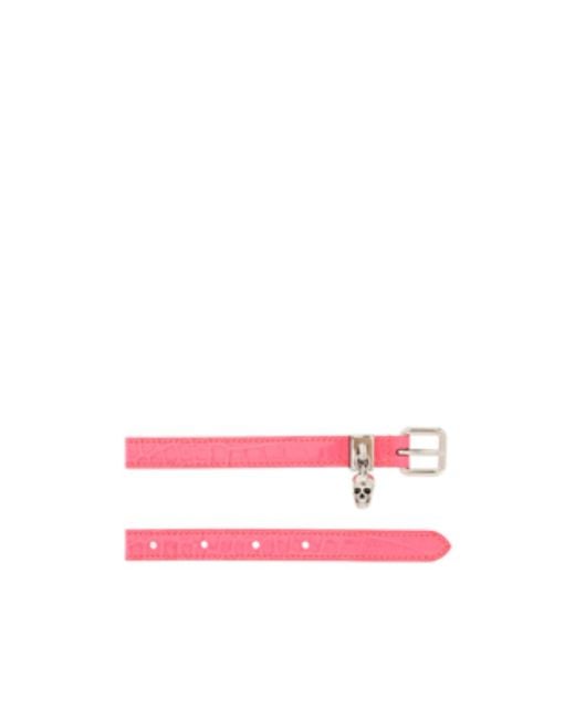 McQueen Pink Skull Charm Buckle Belt