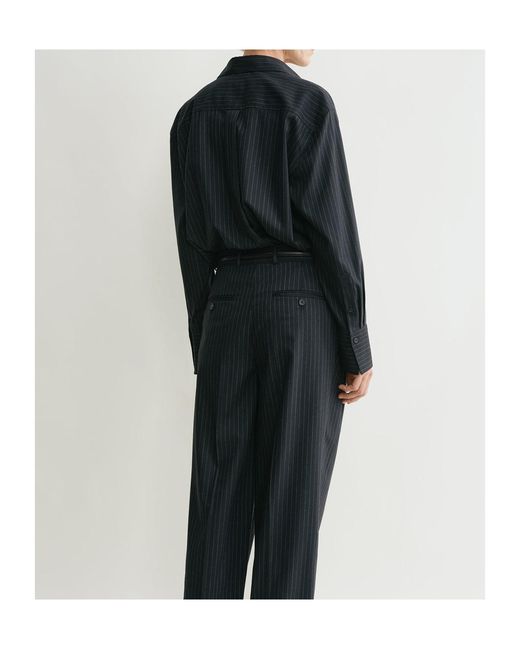 Totême  Black Totême Pleat Detailed Pinstriped Trousers
