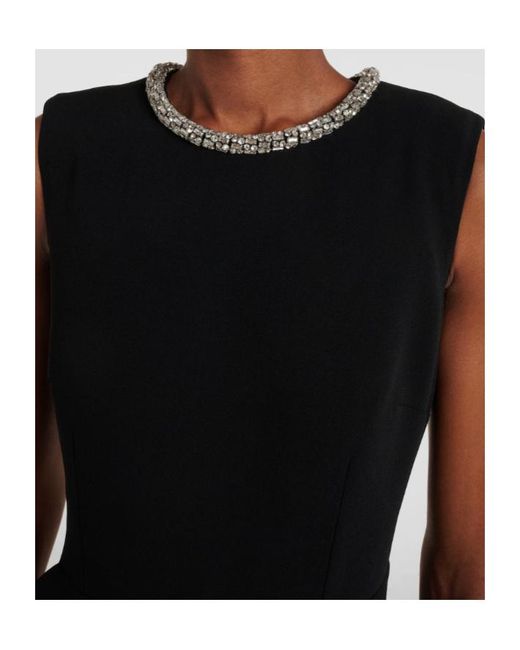 Roland Mouret Black Embellished Peplum Satin Crepe Midi Dress