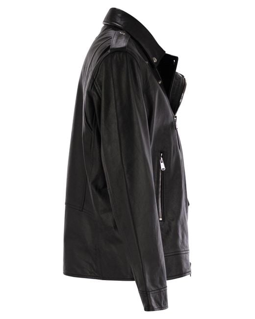 Dondup Black Nappa Biker Jacket for men