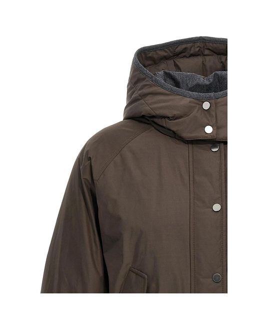 Brunello Cucinelli Green Long-Sleeved Down Jacket