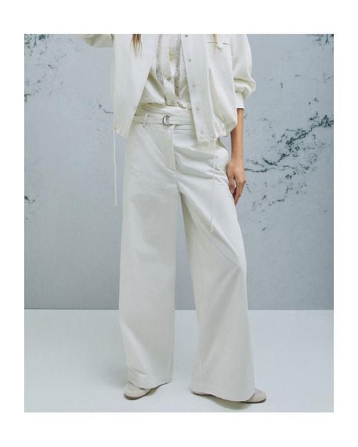 Marella White Parachute Canvas Trousers
