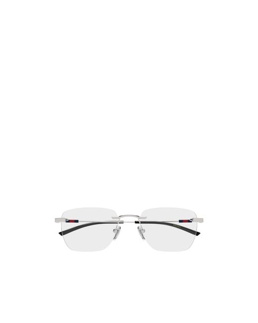 Gucci White Eyewear Rectangular Frame Glasses for men