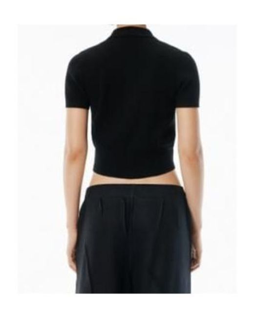 Alexander Wang Black Logo Patch Knitted Polo Cardigan