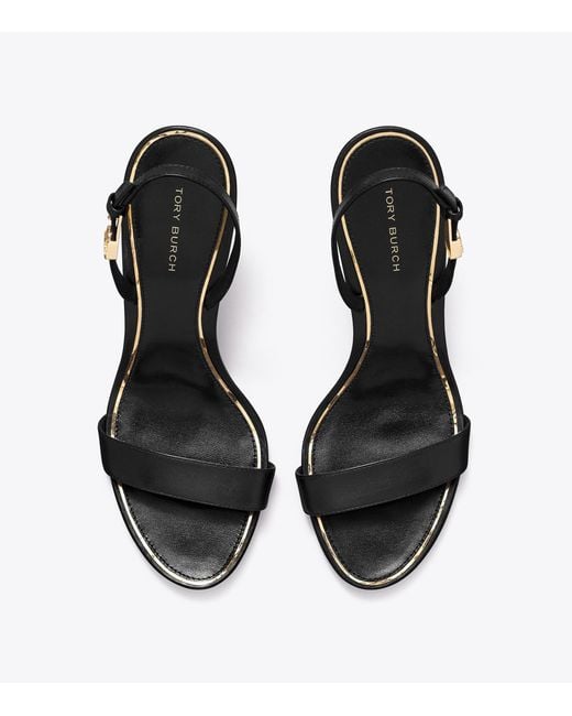 Tory Burch Metallic Double T-Button High-Heeled Sandals