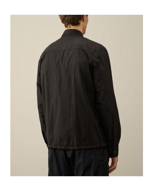 C P Company Black Embroidered-Logo Poplin Shirt for men