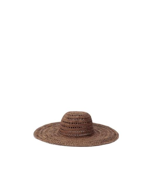 IBELIV Brown Miaro Woven Wide-Brim Hat