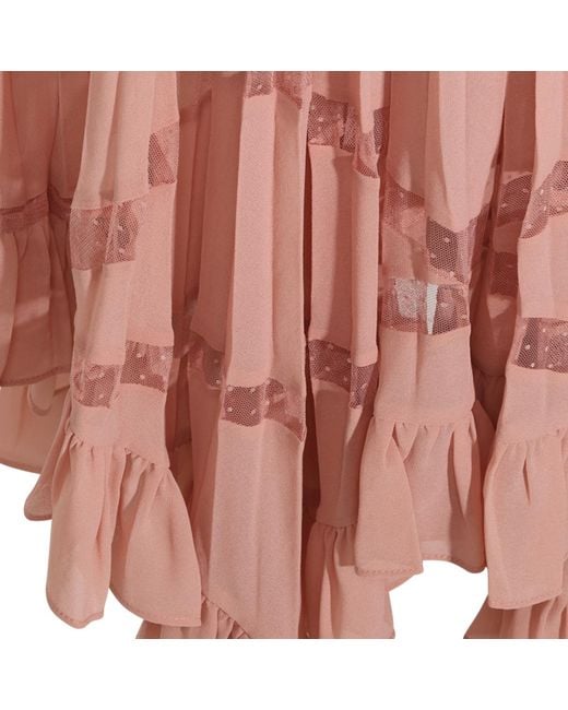 Twinset Pink Pleated Wrapfront Longsleeve Midi Dress