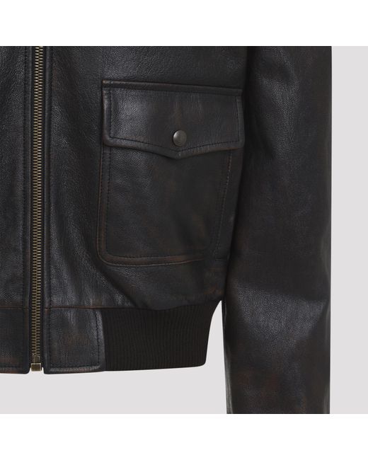 Céline Black Bomber Leather Jacket for men
