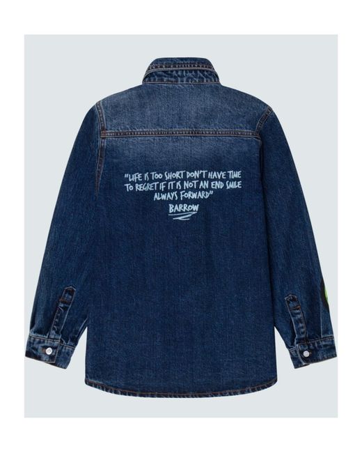 Barrow Blue Logo-Print Denim Jacket