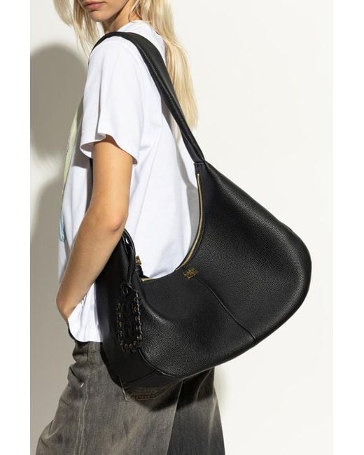 Ganni Black Zip-Up Medium Shoulder Bag