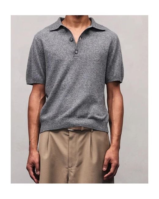 Entire studios Gray Short-Sleeved Polo Sweater for men