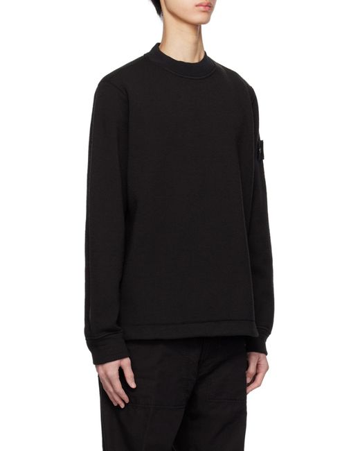 Stone Island Black Compass-Patch Crew-Neck Jumper for men
