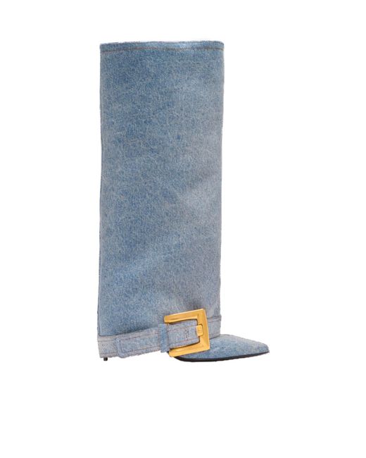 Balmain Blue Anthem Denim Boots