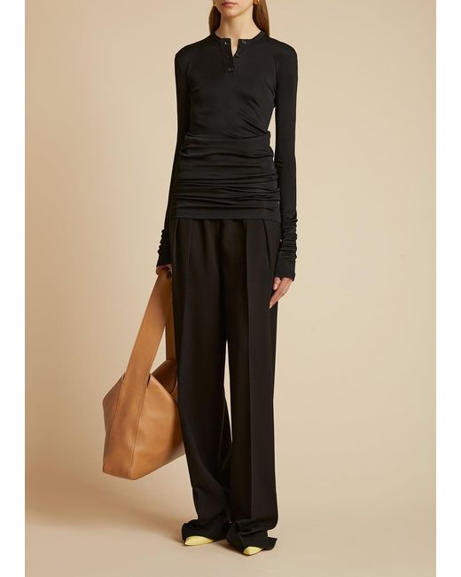 Khaite Black Cessie High-Waist Straight Leg Trousers