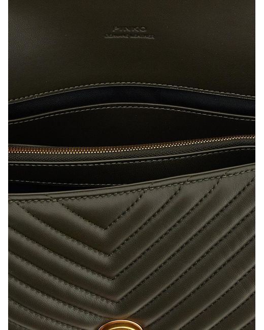 Pinko Black Classic Lady Love Chevron Puffer Tote Bag