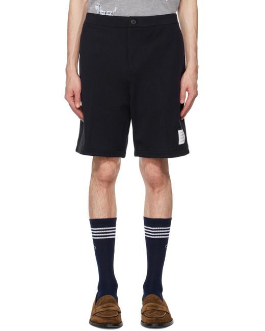 Thom Browne Blue Logo-Patch Shorts for men
