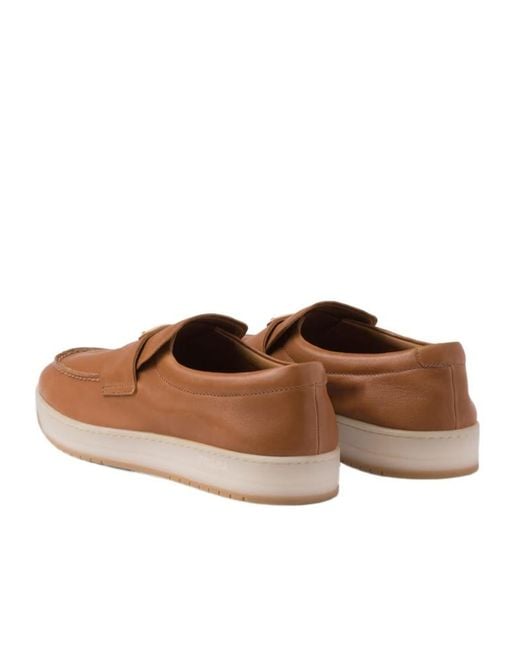 Prada Brown Nappa Leather Loafers for men