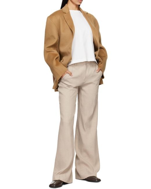 Anine Bing Natural Quinn Single Breasted Oversized Blazer