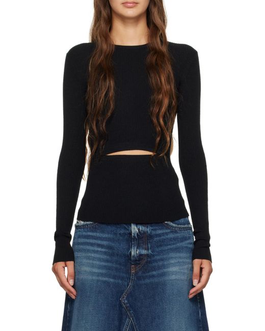 DIESEL Black Peris Cut-Out Ribbed-Knit Top