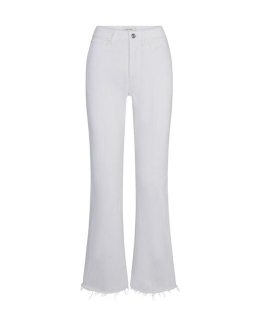 FRAME White Frayed-Hem Jeans