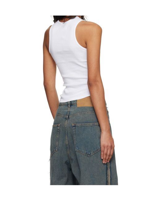 Vivienne Westwood Blue Ribbed Stretch Cotton Jersey Tank Top