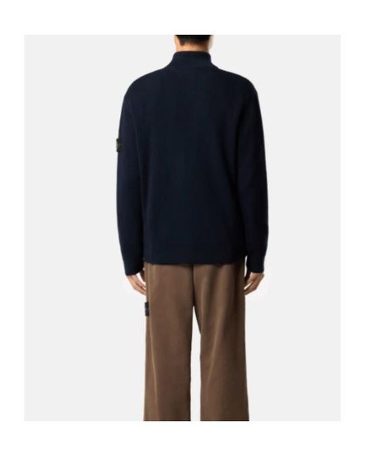 Stone Island Blue Logo Patch Zip-Up Jumper for men
