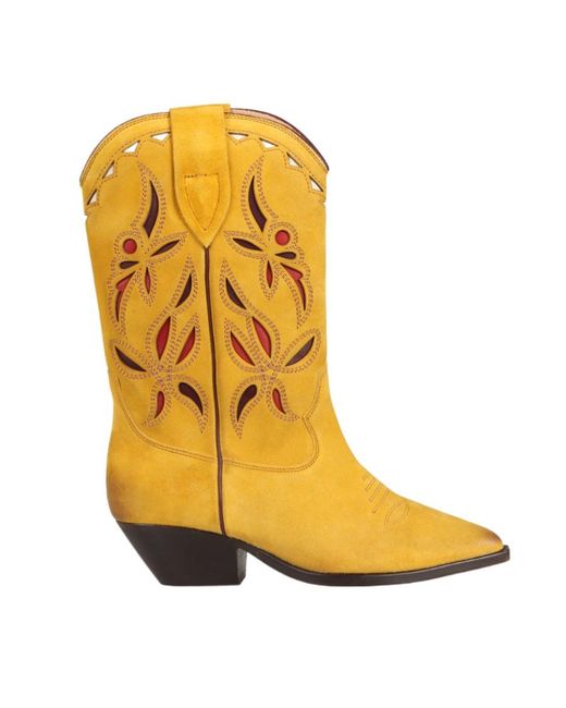 Isabel Marant Yellow Duerto Suede Cowboy Boots