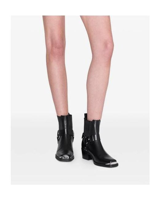 Anine Bing Black Mid Biker Boots