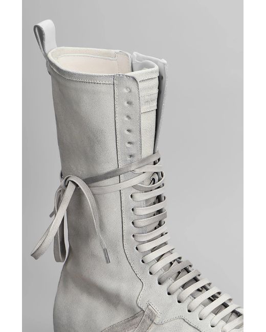 Ann Demeulemeester Gray Logo Embossed Lace-Up Sneakers for men