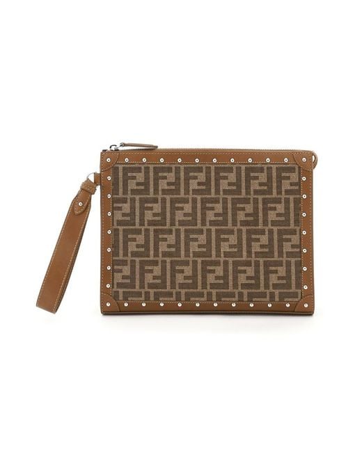 Fendi Brown Ff Motif Pouch for men