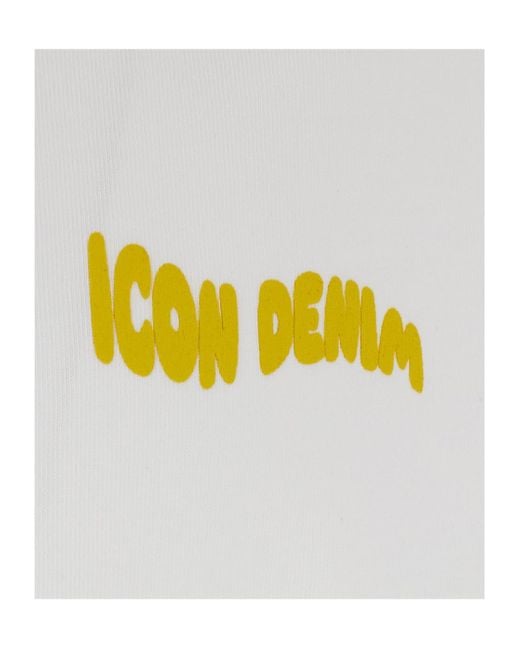 ICON DENIM White Leon Logo Crewneck T-Shirt for men