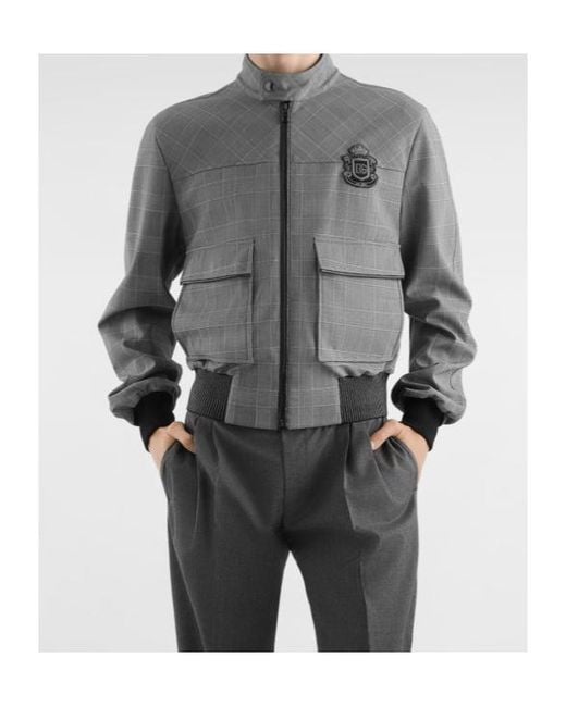 Dolce & Gabbana Gray Plaid Patterned Jacket for men