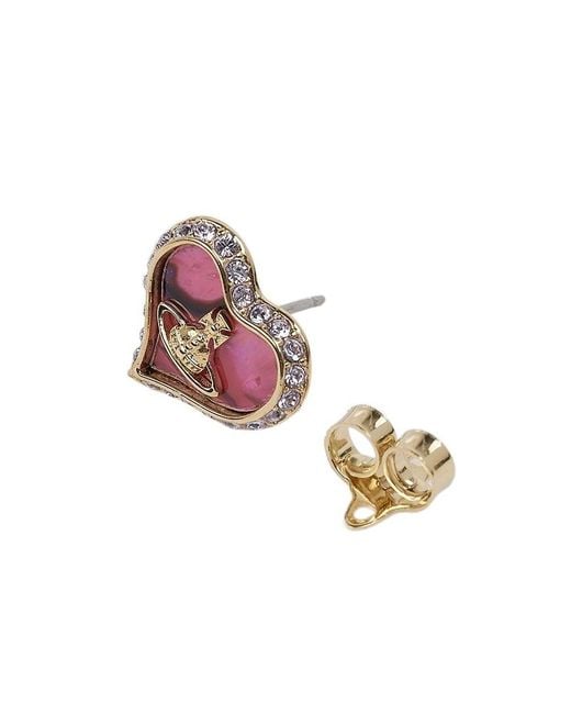 Vivienne Westwood Pink Heart-Shaped Earrings