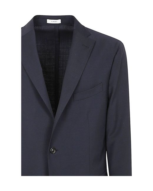 Boglioli Blue Single-Breasted Blazer for men