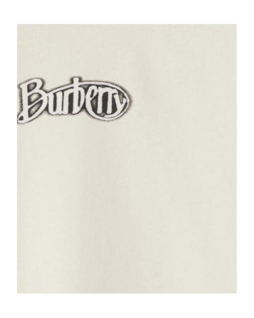 Burberry White Logo Printed Crewneck T-Shirt