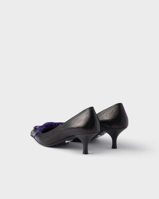 Prada Black Antiqued Leather Pumps